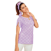 Lavender U Neck with Keyhole Casual Tops for Women